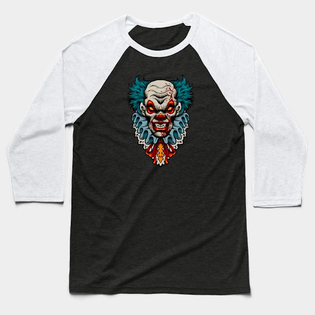 Evil Scary Clown Terror Baseball T-Shirt by ArtTees